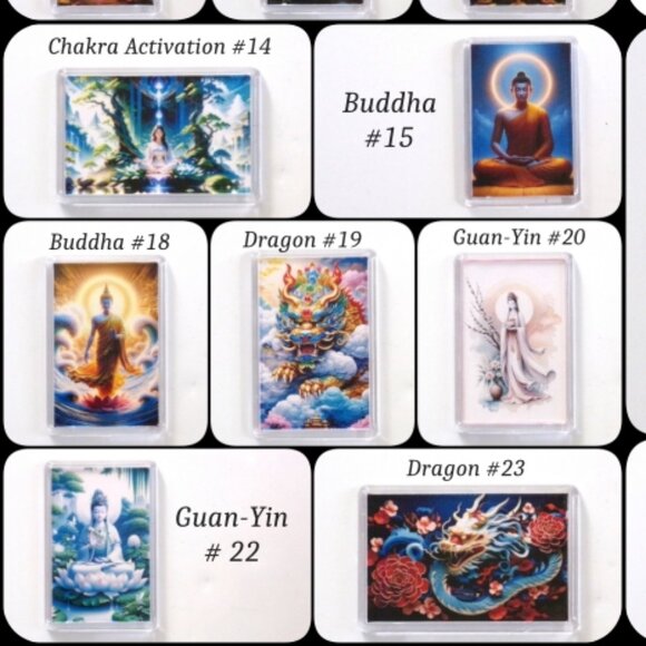 Acrylic Fridge Magnets Buddha Guan‑Yin Dragon Tara Spiritual Decor Gift Handmade - Picture 4 of 6